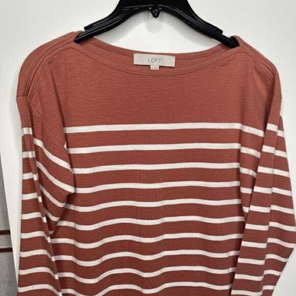 LOFT red and white striped long-sleeve top - Picture 1 of 3